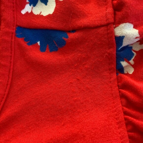 Draper James Red Blue Floral Print Cap Sleeve Pullover Blouse Women’s Size Small - Picture 8 of 11